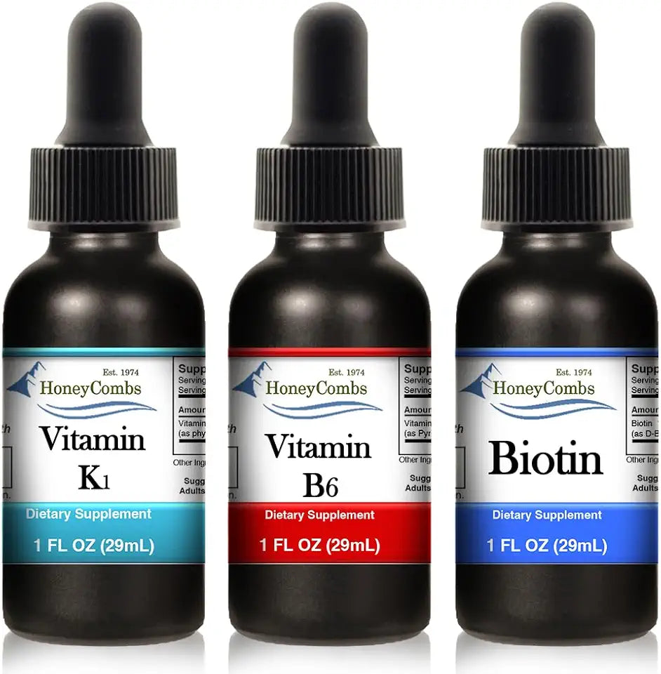 Vitamin K1 Liquid Drops, Vitamin B6 Drops, Vitamin B7 Drops, 1 Fl Oz H59183