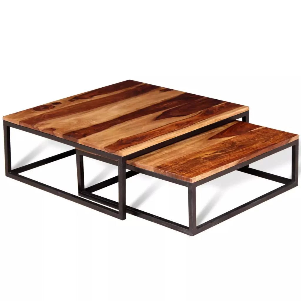 Two Piece Nesting Coffee Table Set Solid Sheesham Wood H6243