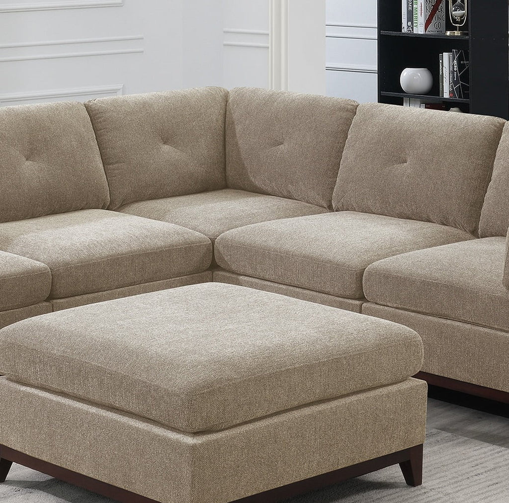 Chenille Camel L-Sectional Sofa Set 6pcs M1488
