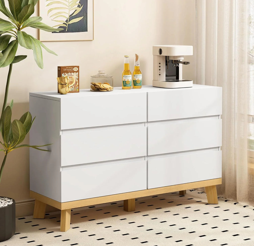 White 6 Drawer MDF Storage Cabinet U80622