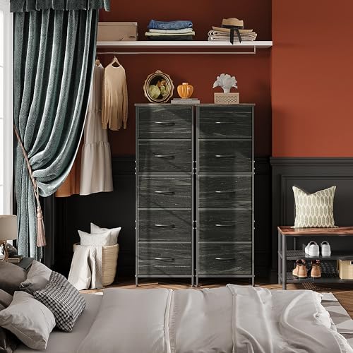 Fabric 5-Drawer Tall Dresser with Wood Top E68991