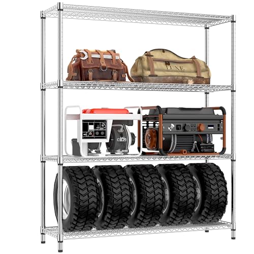 4 Tier Adjustable Heavy Duty Metal Wire Shelving Unit N141739