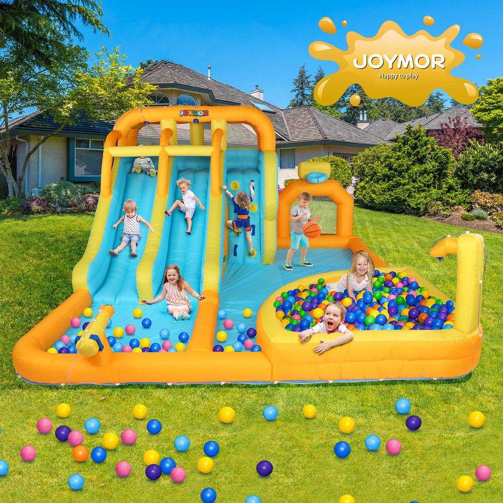 8-in-1 Inflatable Water Slide Park with Splash Pool and Climbing Wall T218812