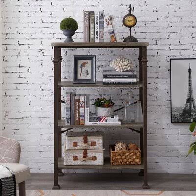 Stainless Steel Corner Bookcase 4 Shelves M8422