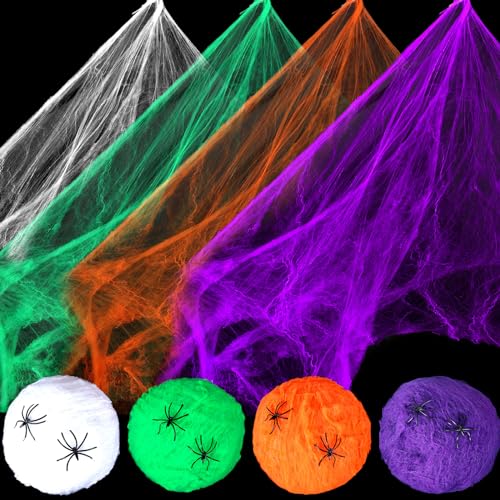 Halloween Spider Webs with 150 Fake Spiders 1400 Sqft T83353