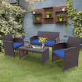 4 Pc White Patio Rattan Furniture Set O952