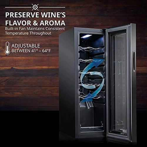 12 Bottle Compressor Wine Cooler Refrigerator with Lock, Black K879176