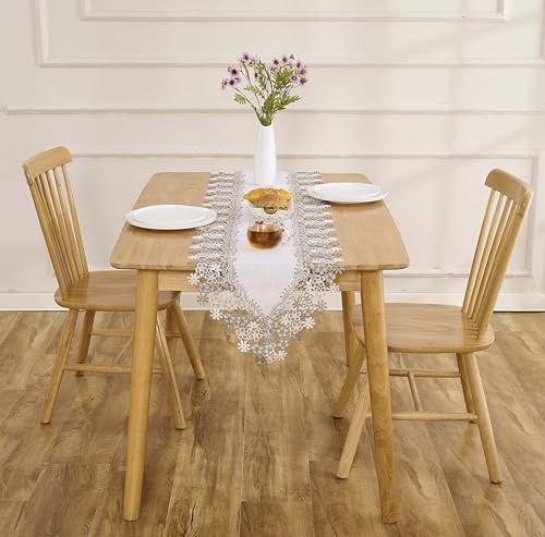 White Beige Floral Lace Table Runner 16” x 120” K83073