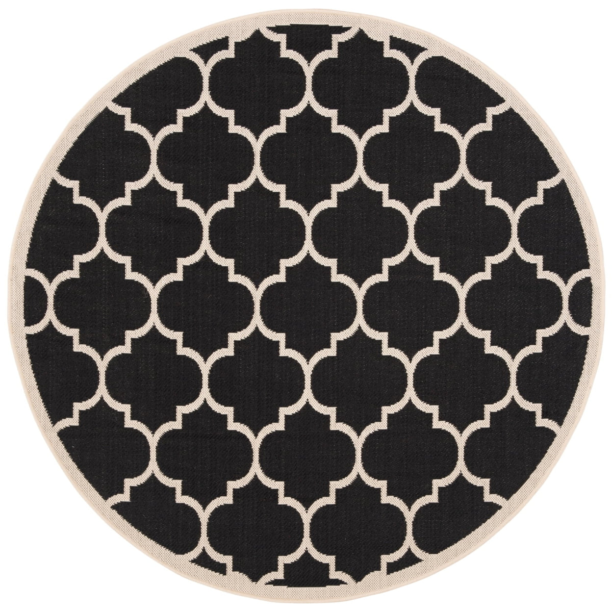 Black Beige Geometric Indoor/Outdoor Area Rug 4' x 4' Square R72609
