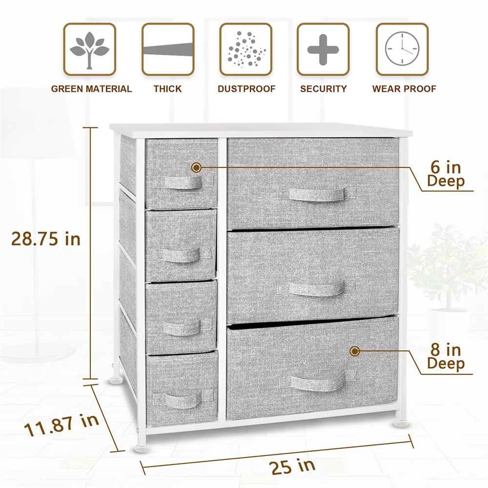 Light Gray 7 Drawers Dresser Z69978