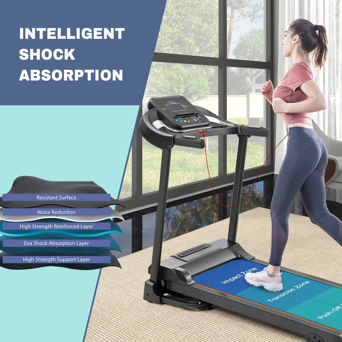 Electric Treadmill with 12 Programs Incline Adjustment S70373