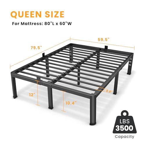 14 Inch Full Metal Platform Bed Frame with Steel Slats O4443