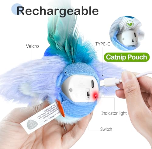 Blue Rechargeable Interactive Cat Toy with Catnip J925112