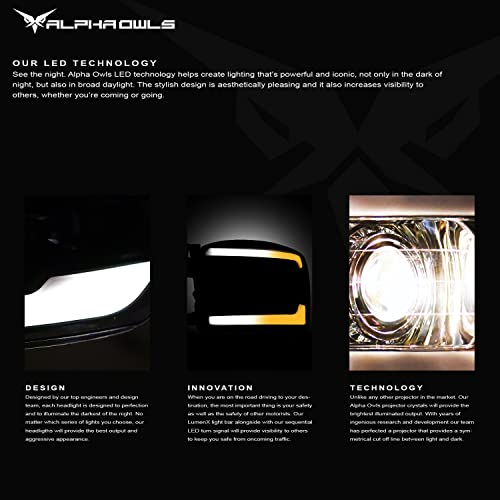 Black Projector Headlights with LED Light Bar O901