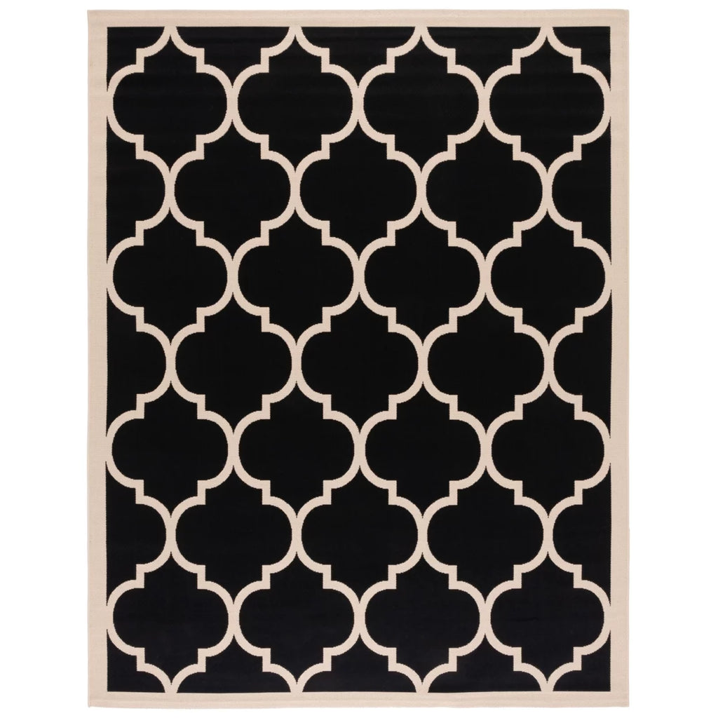 Black Beige Geometric Indoor/Outdoor Area Rug 4' x 4' Square R72609