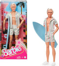Pastel Pink and Green Striped Beach Matching Set with Surfboard and White Sneakers F704