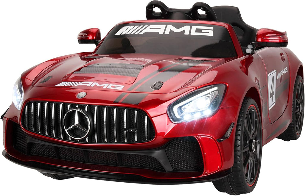 12V Kids Ride On Car with Remote Control, LED Lights, Black V4884