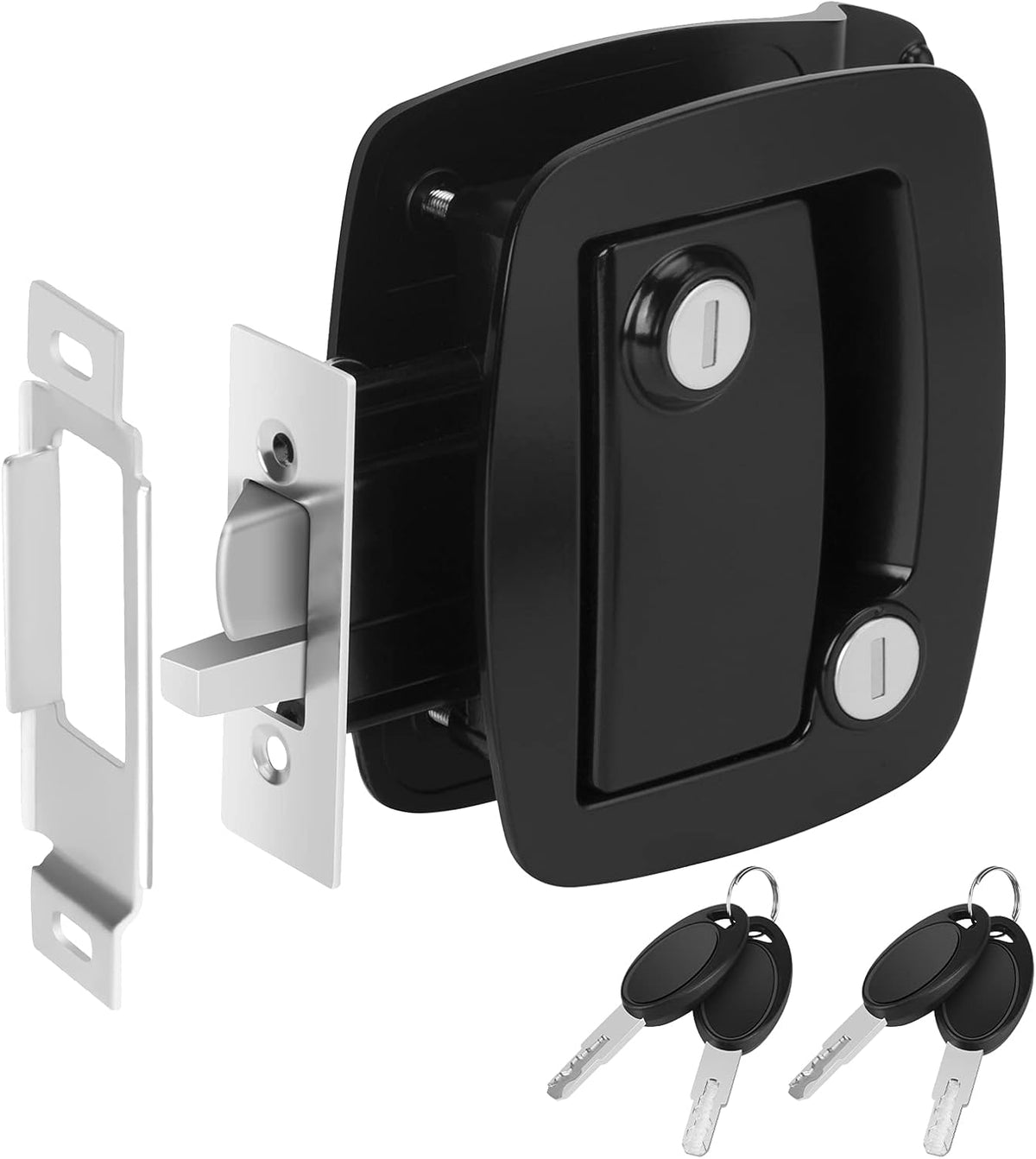 Black Metal RV Entry Door Lock with Paddle Deadbolt D31256