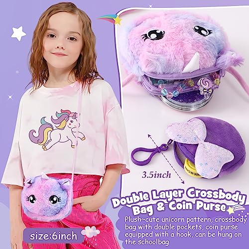 Unicorn Toy with Wired Headphones Diary Water Bottle Plush Bag Purse Socks Mirror T92645