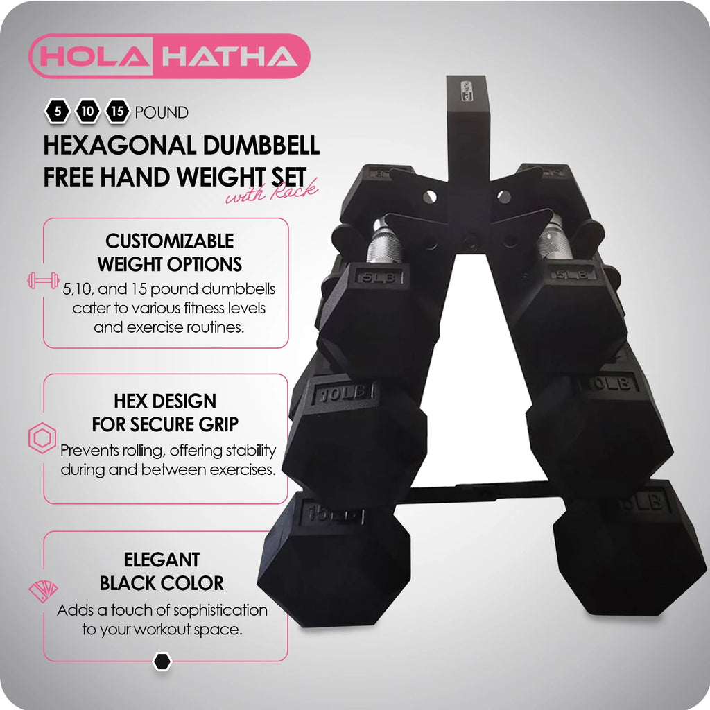 Black Hexagonal Dumbbell Weight Set F755