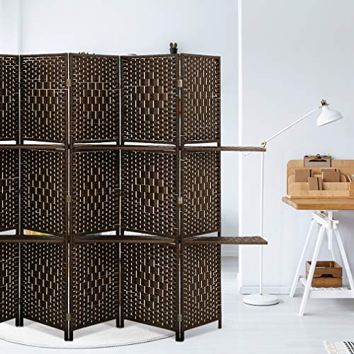4 Panel Wood Room Divider with Storage Shelves H169
