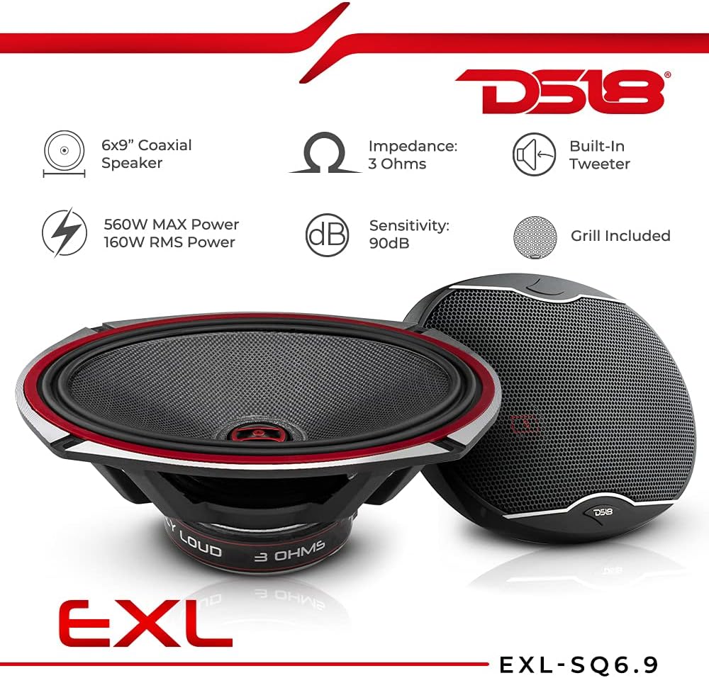 6X9 Inch 3-Ohm 2-Way Coaxial Car Speakers Set of 2 I6830