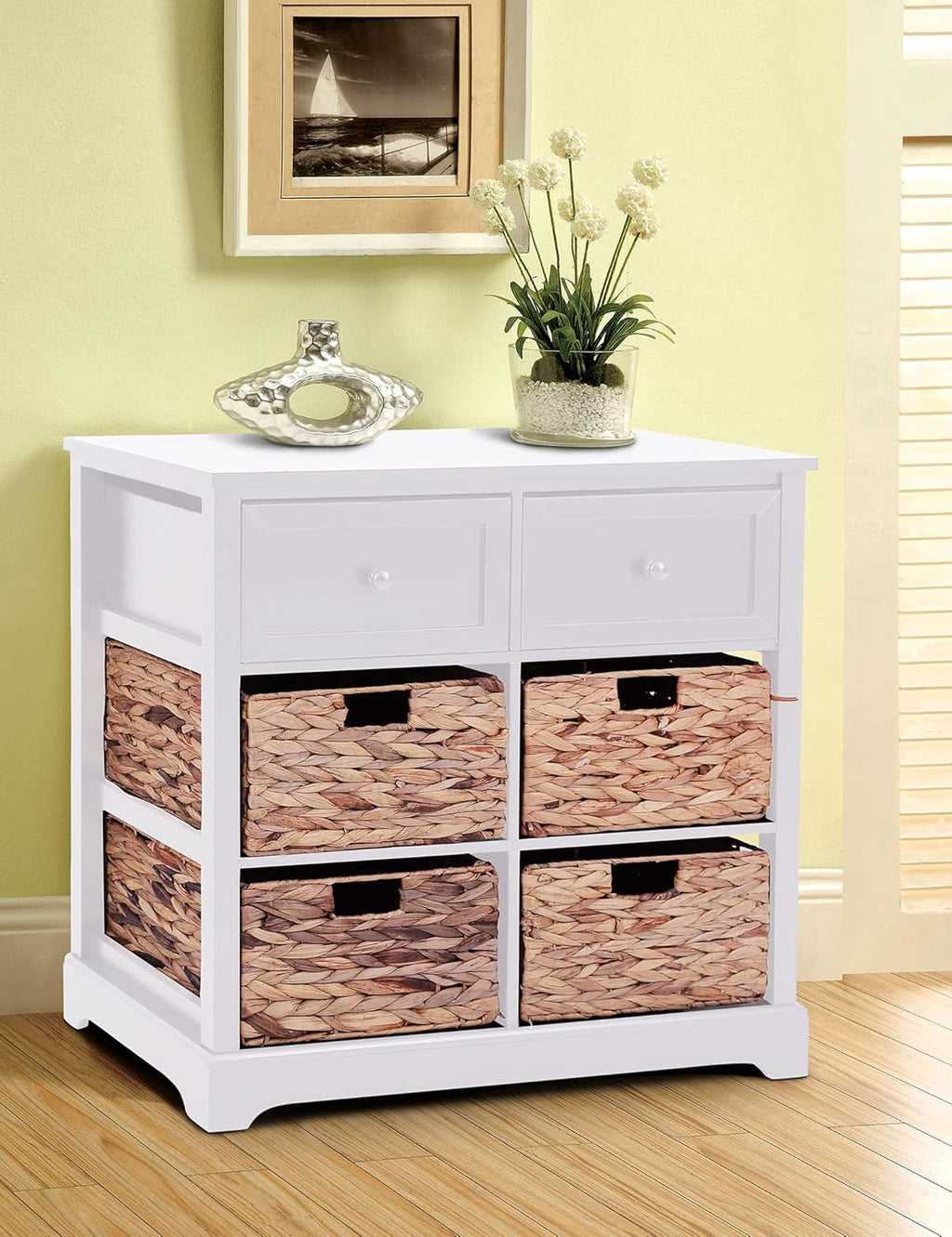 White Storage Cabinet with 1 Drawer & 3 Removable Baskets G9811