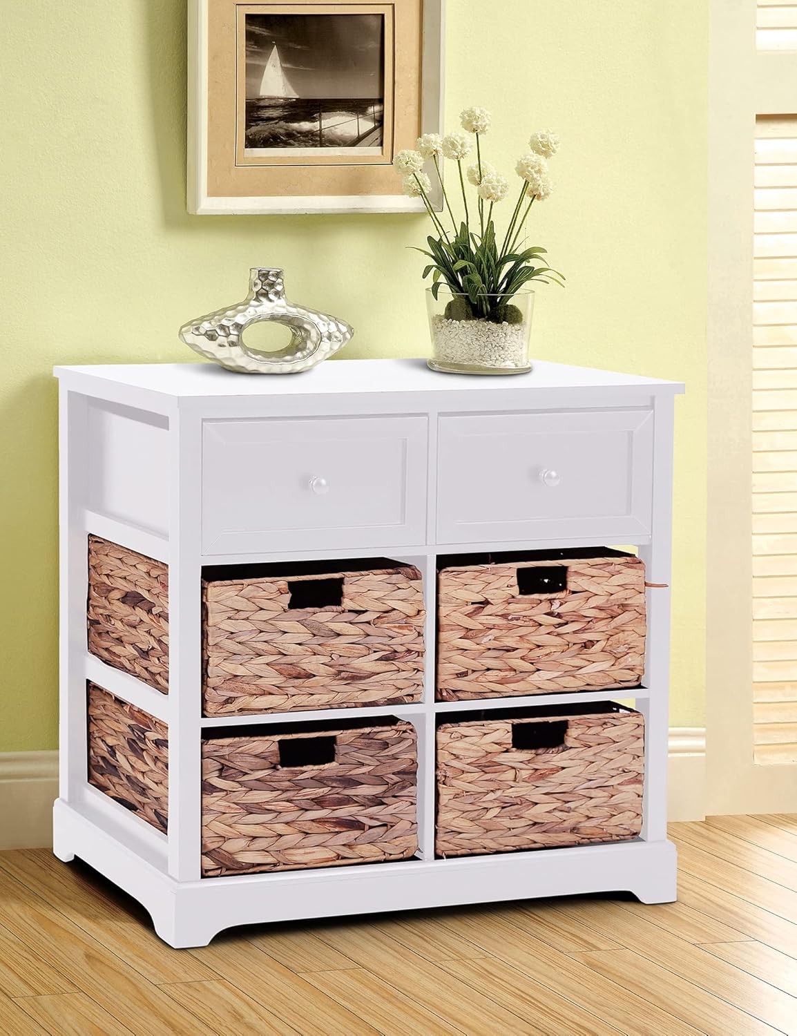 White Storage Cabinet with 1 Drawer & 3 Removable Baskets G9811