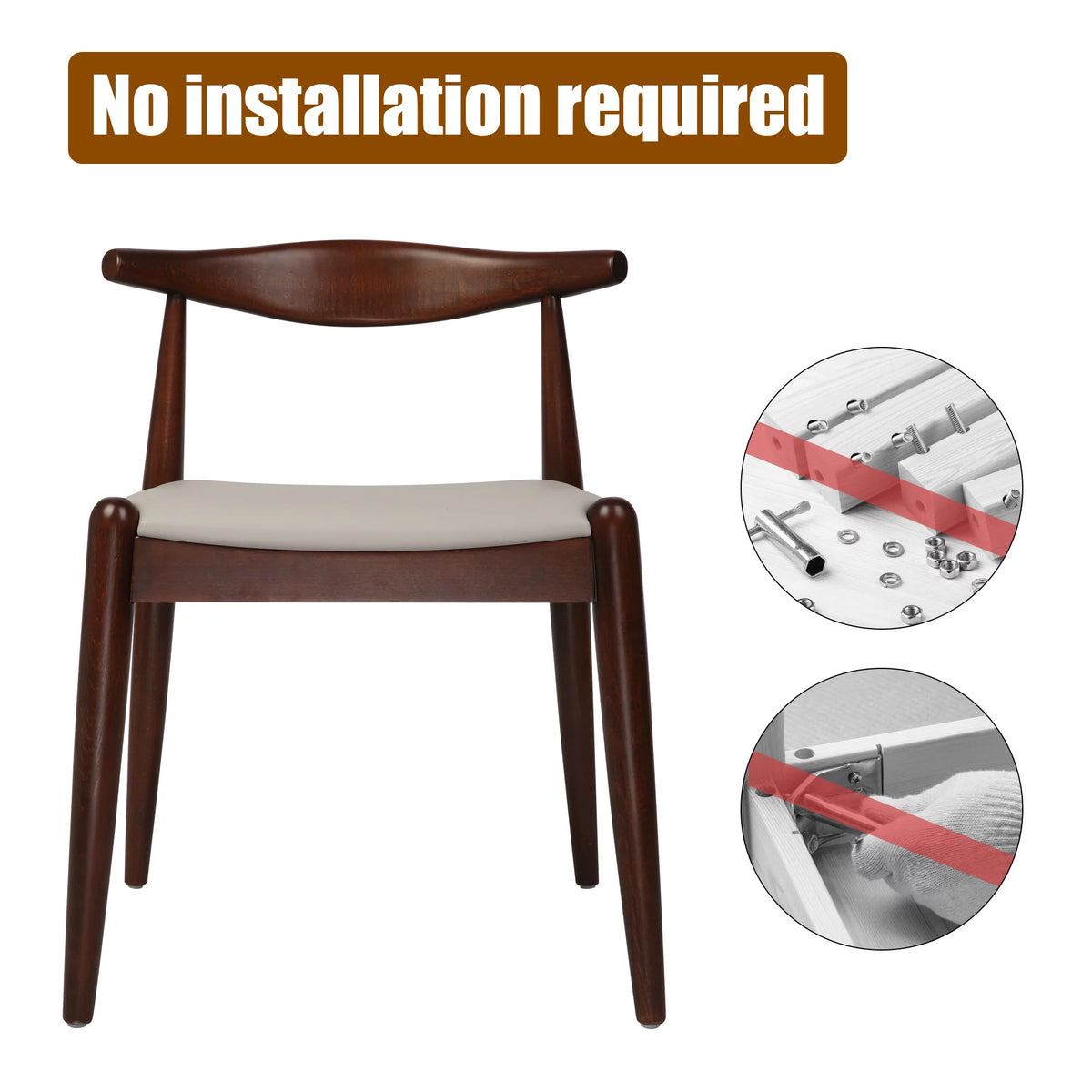 Walnut Mid-Century Dining Chairs Set of 6 Faux Leather K67205