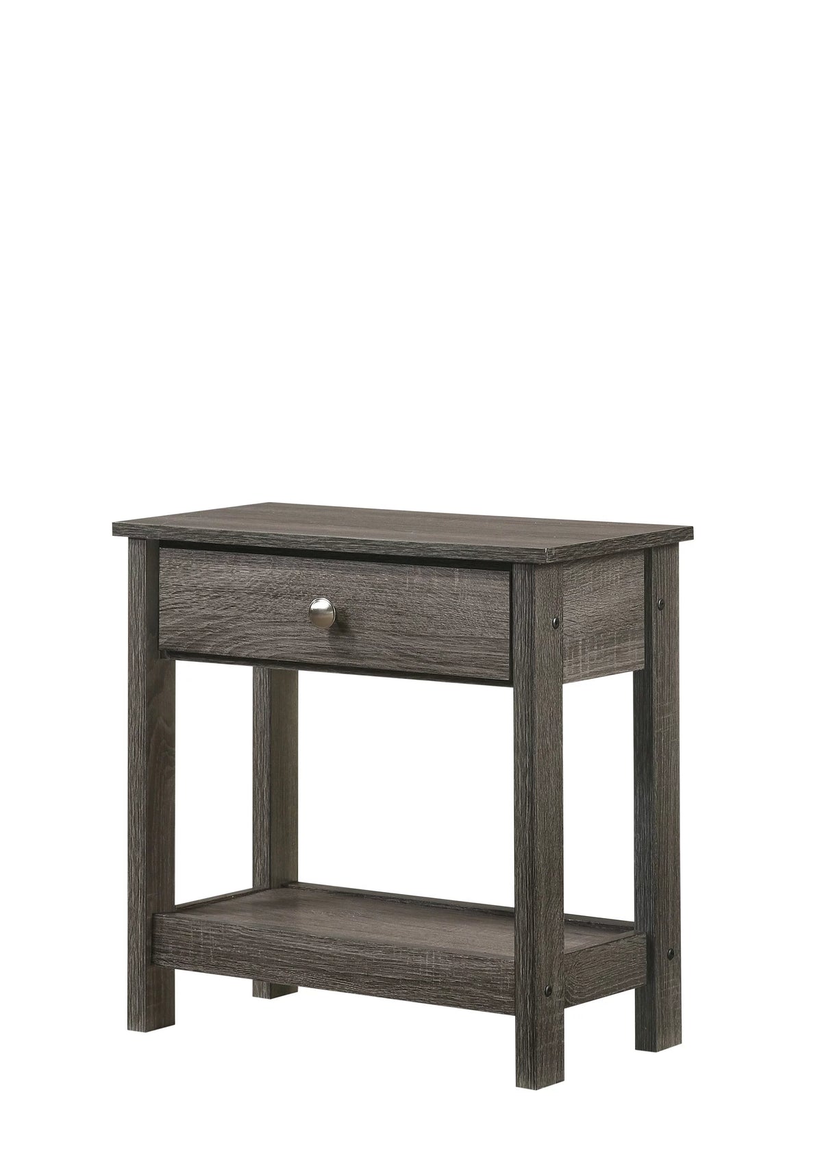 3pc King Size Platform Bed and Nightstand Set Gray Wooden K8782