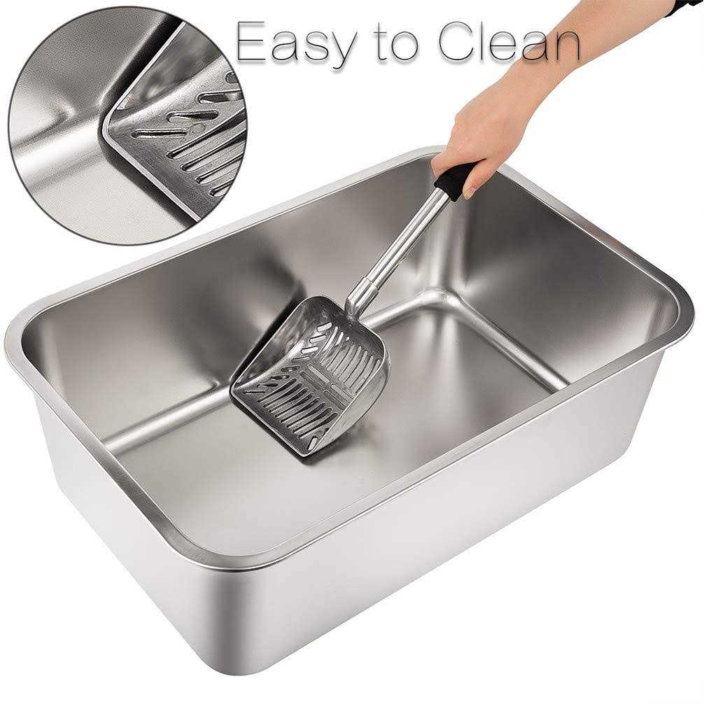 Stainless Steel Litter Box with 8in High Sides N209383