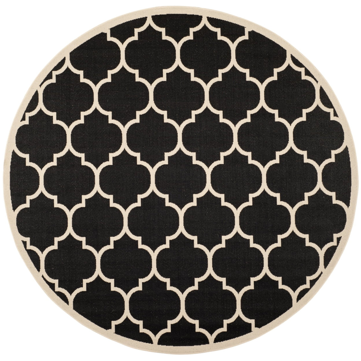 Black Beige Geometric Indoor/Outdoor Area Rug 4' x 4' Square R72609