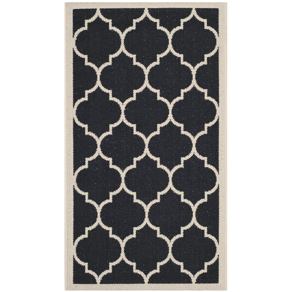Black Beige Geometric Indoor/Outdoor Area Rug 4' x 4' Square R72609