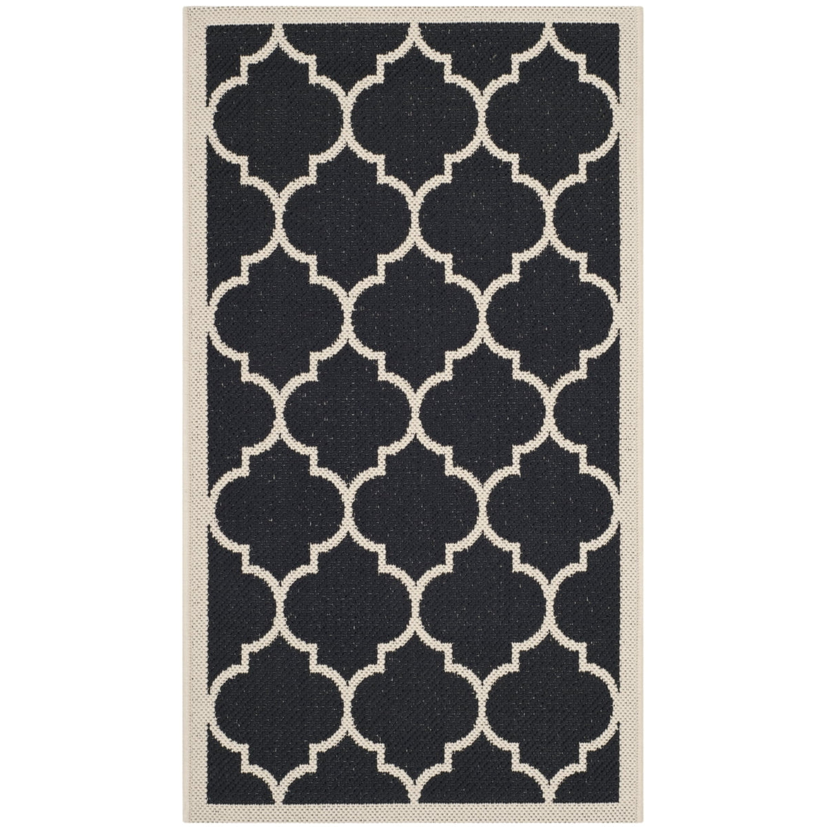 Black Beige Geometric Indoor/Outdoor Area Rug 4' x 4' Square R72609