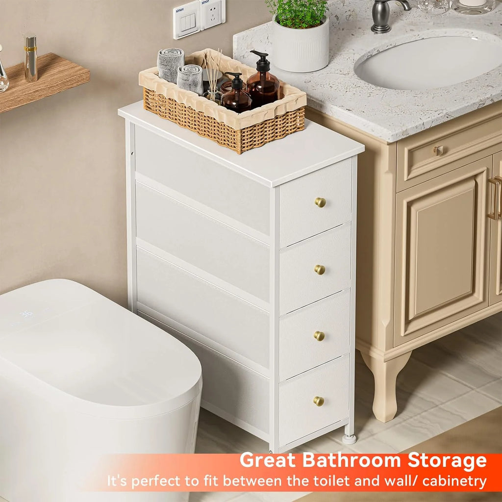 White 4 Drawer Narrow Dresser Storage Tower K597