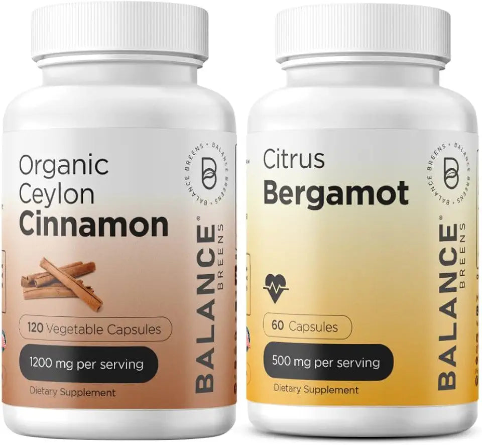 Organic Ceylon Cinnamon 1200mg Citrus Bergamot 500mg Supplement Combo K439