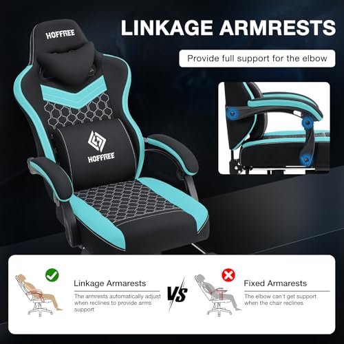 Black Leather Ergonomic Gaming Chair with Footrest H670514