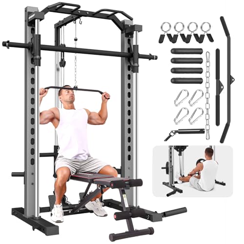 Adjustable Smith Machine with LAT-Pull Down System Power Cage R156