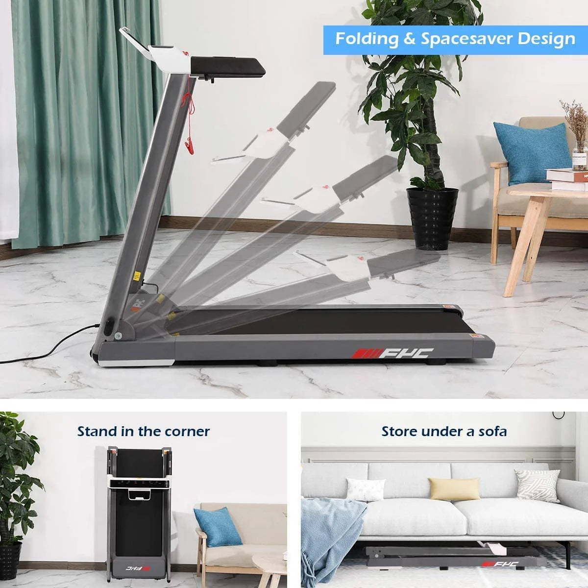 2 in 1 Folding Treadmill with Dual Display C412588