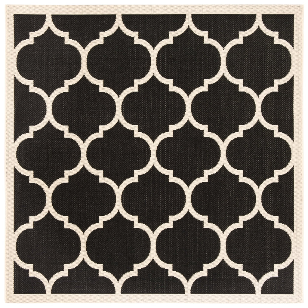 Black Beige Geometric Indoor/Outdoor Area Rug 4' x 4' Square R72609