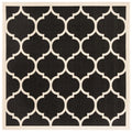 Black Beige Geometric Indoor/Outdoor Area Rug 4' x 4' Square R72609