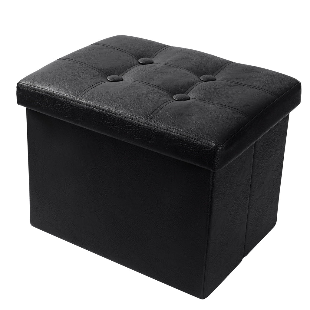 Black Folding Storage Ottoman with Padded Seat 17IN H3187