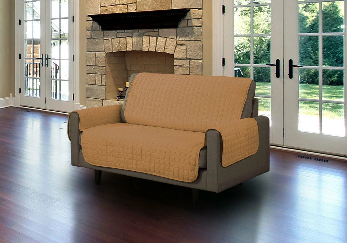 Quilted Microsuede Machine Washable Sofa Slipcover B6893