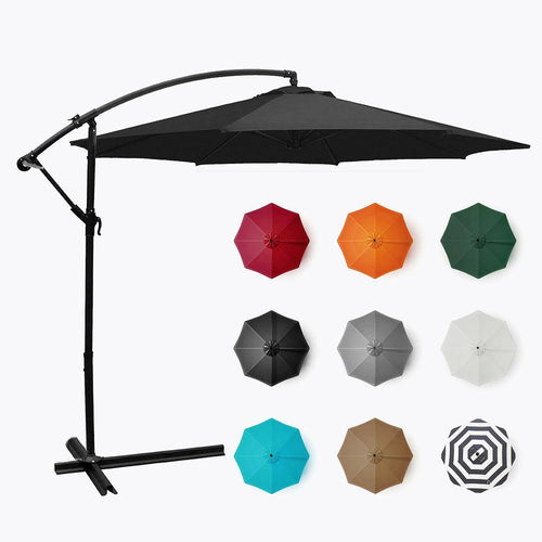 10 ft Offset Cantilever Umbrella with Cross Base, Gray F774070