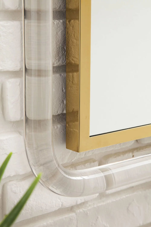 30 in. Polished Gold & Lucite Mirror J232