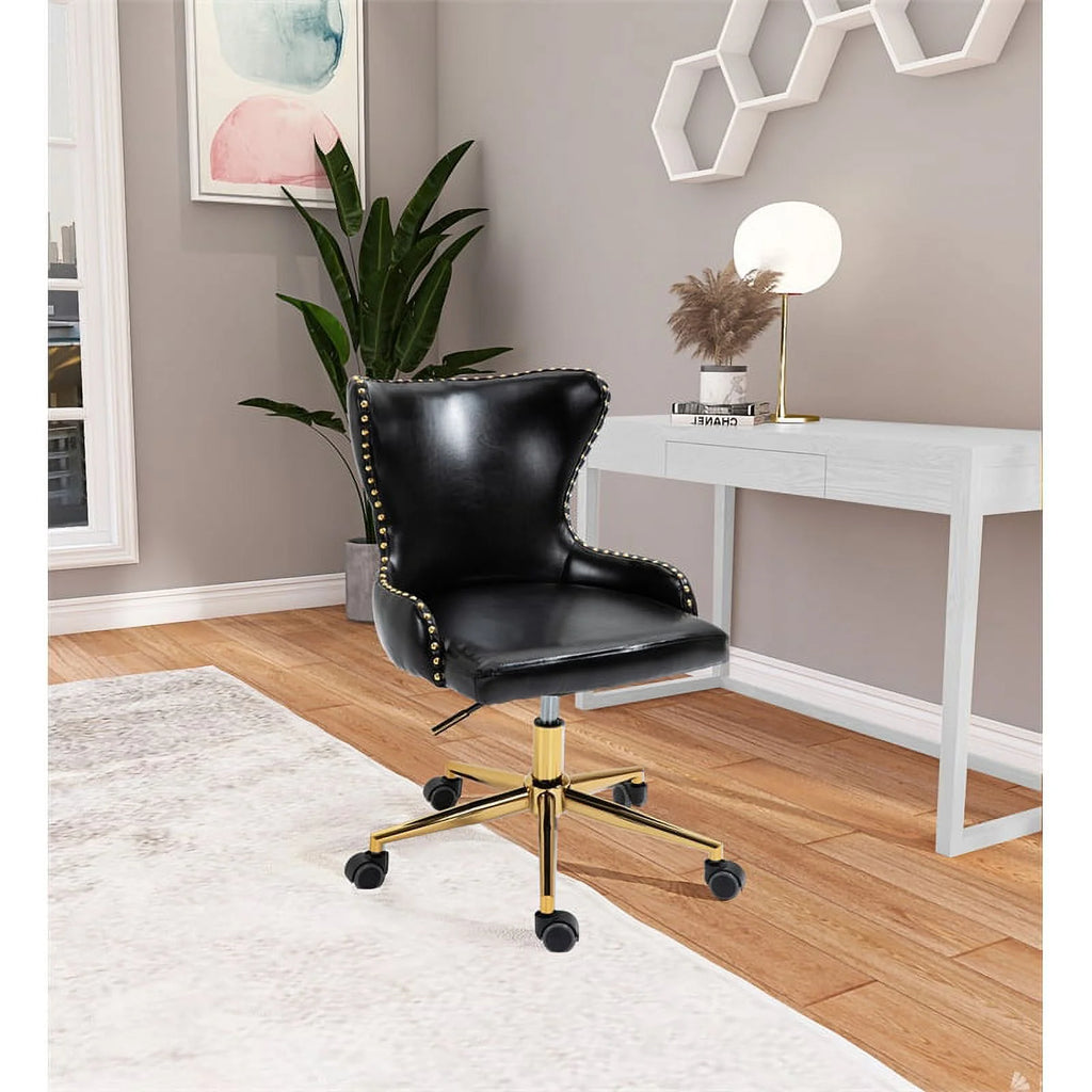 Black Vegan Leather Swivel Office Chair A646684