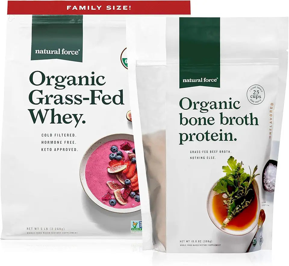 Organic Whey Protein Powder 5 Pound A2 Protein Bone Broth Protein Powder 10.8 oz U25881