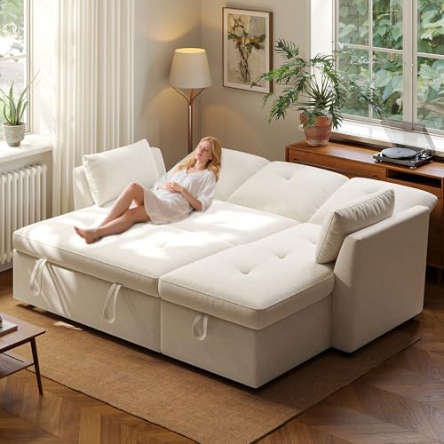 3 in 1 Convertible Velvet Sleeper Sofa Bed C73977