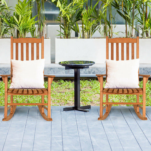 2 Pcs Outdoor Eucalyptus Rocking Chair N9415