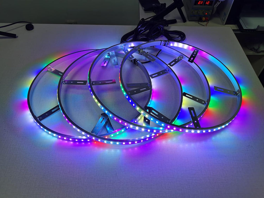 4PCS Dream Color Chasing Auto LED Wheel Ring Lights 17” Waterproof Wheel Light Kit with App Control S5981